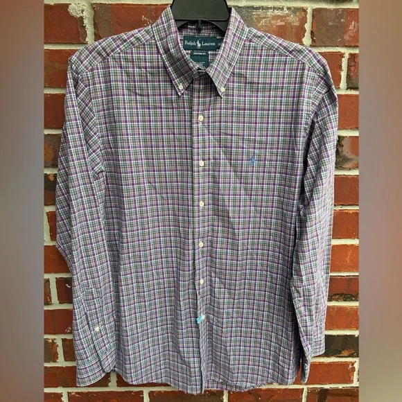 Polo Ralph Lauren Shirts Polo By Ralph Lauren Mens Long Sleeve Button Down Mardi Gras Plaid Large Shirt Poshmark
